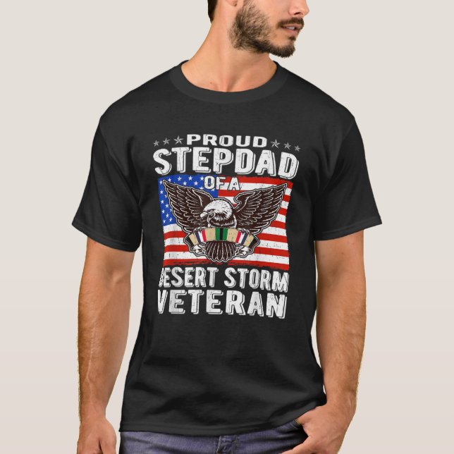 Mens Stolz Stepdad der Wüste Sturm Veteran Gulf Wa T-Shirt (Vorderseite)