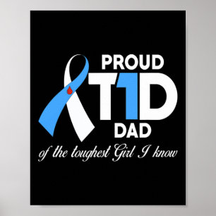 Mens Stolz T1d Vater Tochter Diabetes Bewusstsein Poster