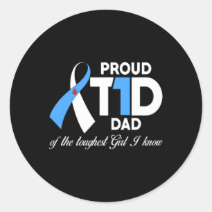 Mens Stolz T1D Vater von Töchterdiabetes Bewusstse Runder Aufkleber