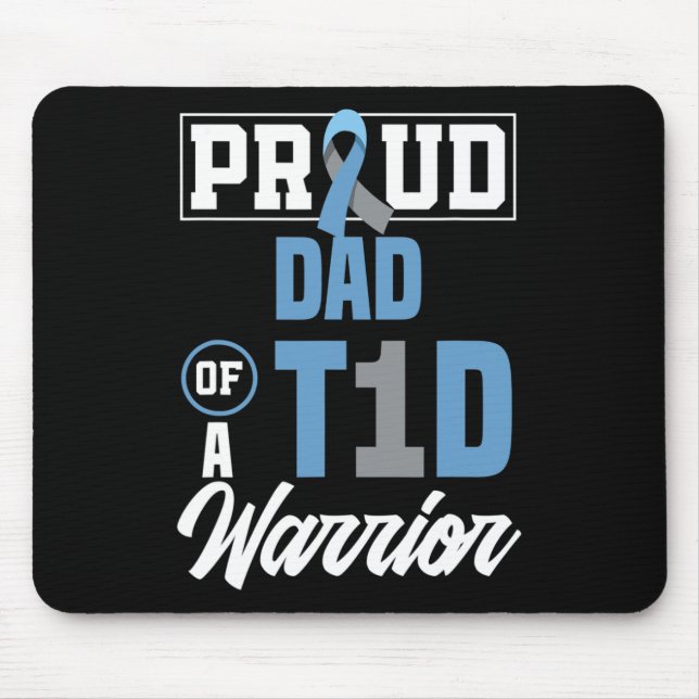 Mens Stolz Vater eines T1D Krieger Diabetes Bewuss Mousepad (Vorne)