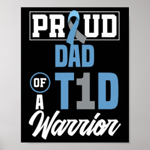 Mens Stolz Vater eines T1D Krieger Diabetes Bewuss Poster