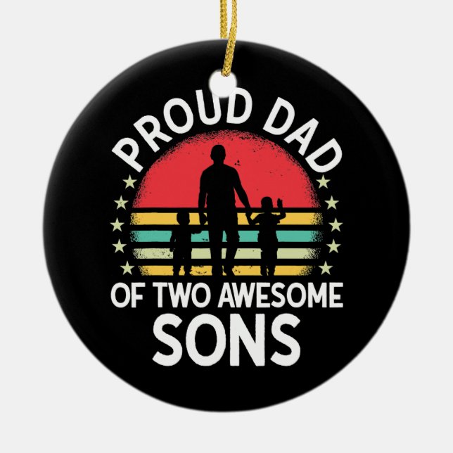 Mens stolz Vater von zwei Phantastischen Sons Cool Keramik Ornament (Vorne)