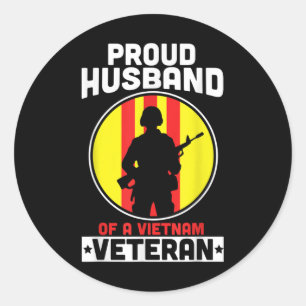 Mens Stolzes Ehemann eines vietnamesischen Veteran Runder Aufkleber