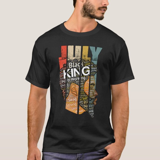 Mens Strong Black King American Zodiac Leo Natura T-Shirt (Vorderseite)