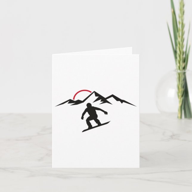 Mens Sunset Snowboarden Karte (Vorderseite)