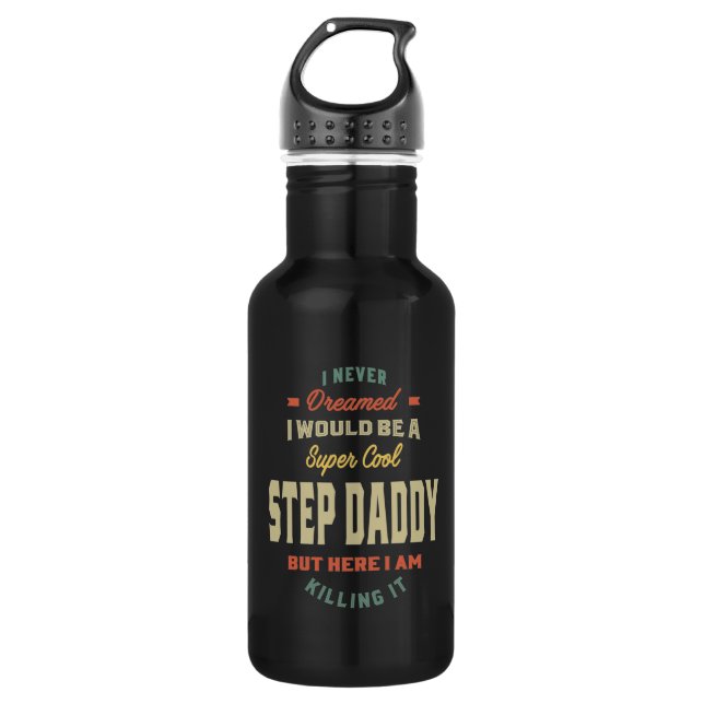 Mens Super Cool Step Daddy tötet es Vater Geschenk Edelstahlflasche (Vorderseite)