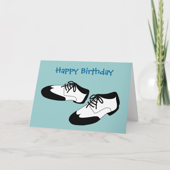 Mens Swing Dance Shoes Happy Birthday Spats Karte (Vorderseite)