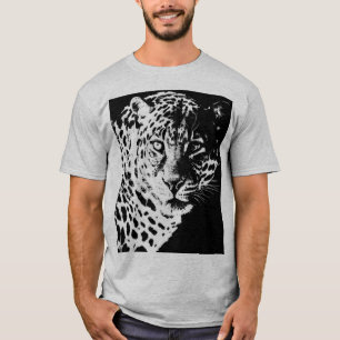 Mens T - Shirt Leopard Face Moderne Pop Art Tiere