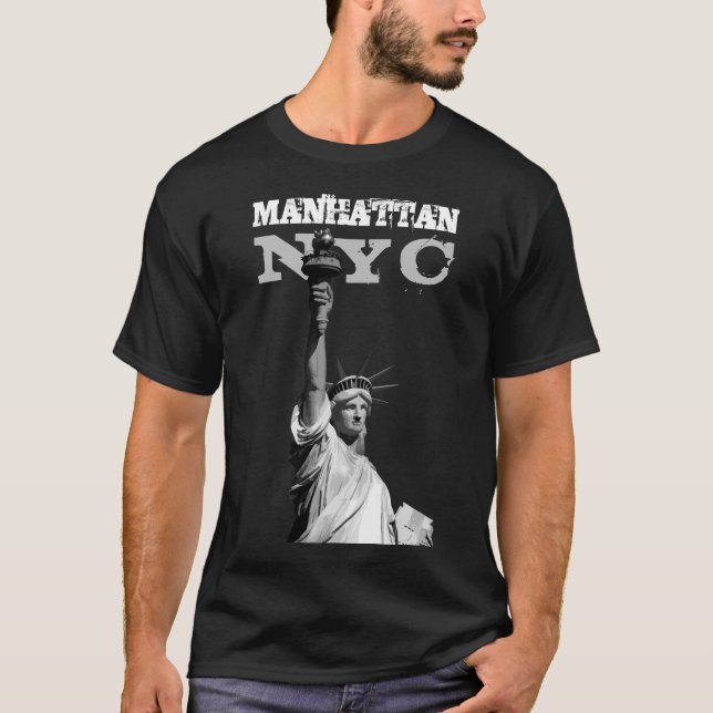 Men's T - Shirt Manhattan Liberty Statue New York (Vorderseite)