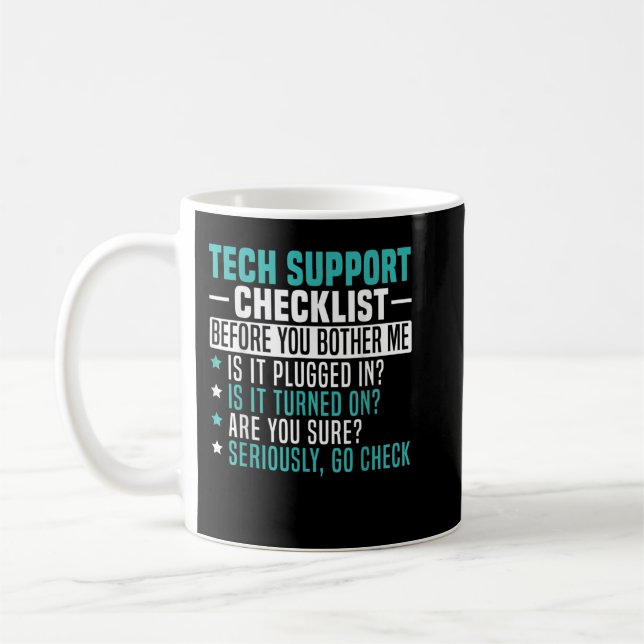 Mens Tech Technical Support Checklist Computer Sys Kaffeetasse (Links)