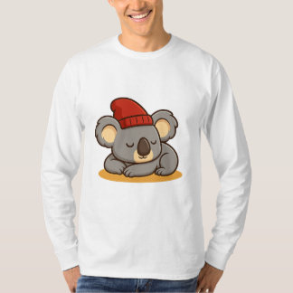 Men's Tee with a Cartoon Illustration of a Koala