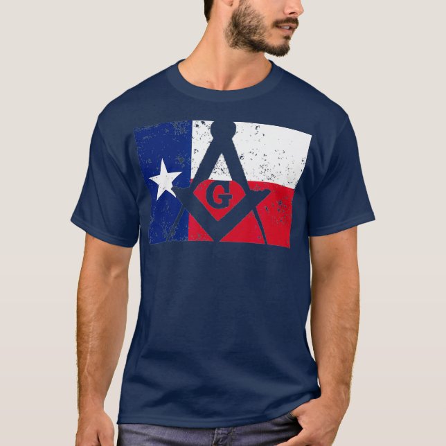 Mens Texas Masonic Square Compass Freemason T-Shirt (Vorderseite)