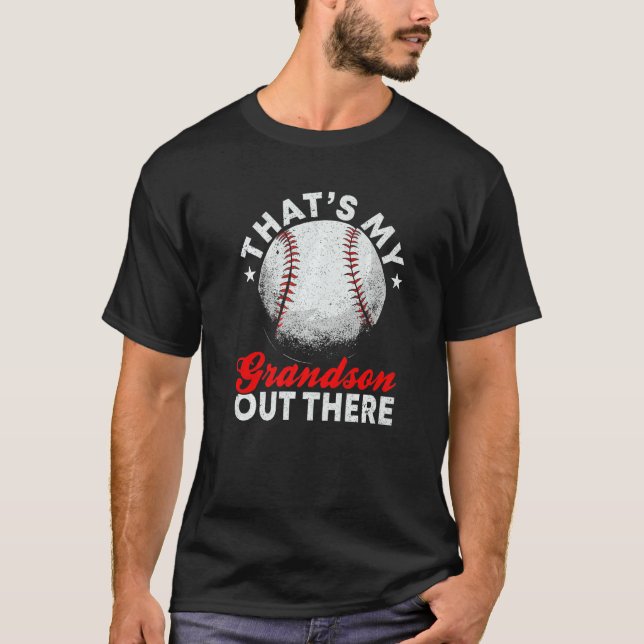 Mens That's My Grandson Out There Baseball Grandpa T-Shirt (Vorderseite)