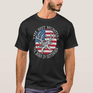Mens The Best Hunters Are Born In September USA Hu T-Shirt