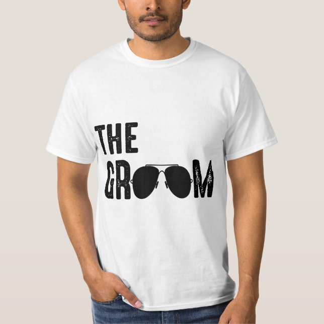 Mens The Groom Cool Shades Funny Bachelor Party Gi T-Shirt (Vorderseite)