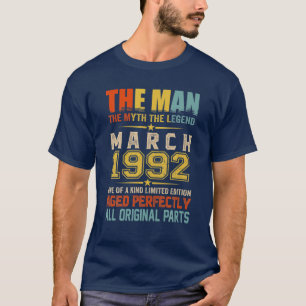 Mens The Man Myth Legend März 1992 30. Geburtstag T-Shirt