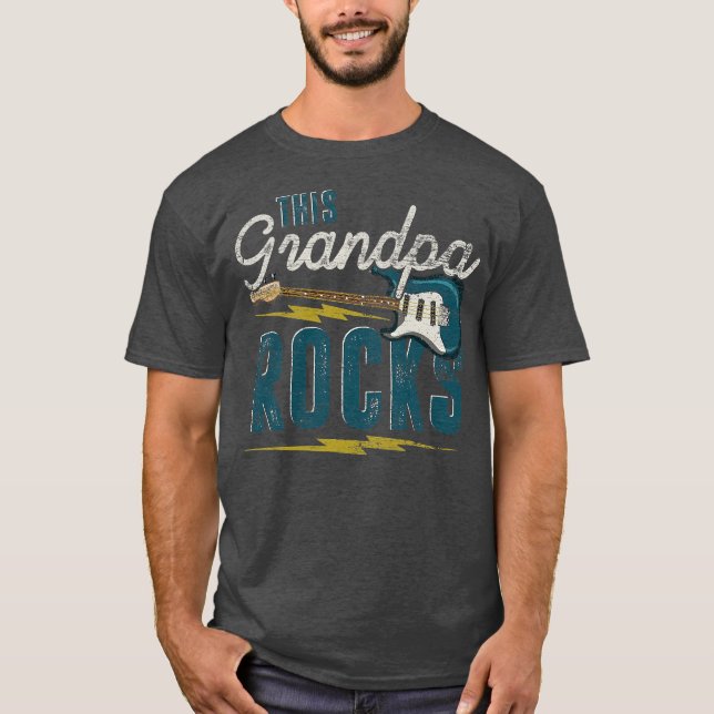 Mens This Grandpa Rocks Bassist Fathers Day Music T-Shirt (Vorderseite)