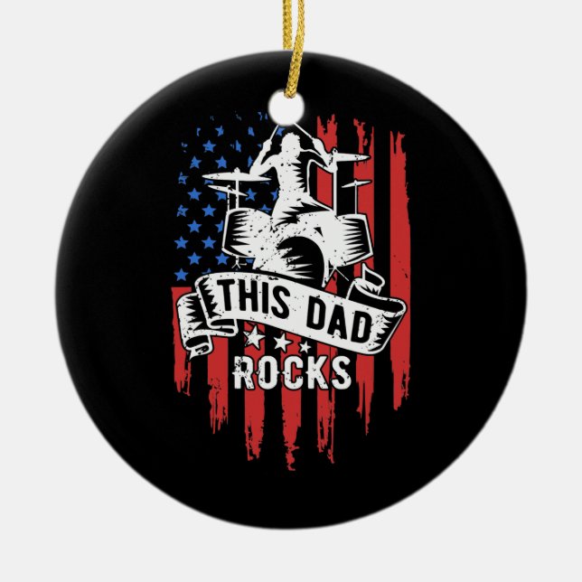 Mens This Vater rocks trommeln American Drugs Keramik Ornament (Vorne)