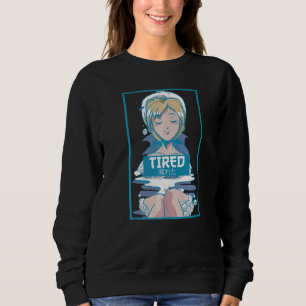 Mens Tired Vaporwave Ästhetische Fembolie Sweatshirt