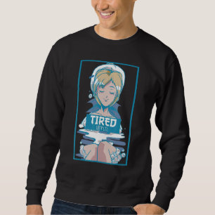 Mens Tired Vaporwave Ästhetische Fembolie Sweatshirt