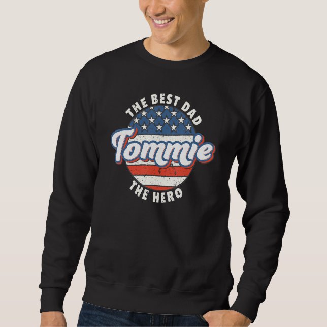 Mens Tommie Best Dad Hero US Flag Personalised Fat Sweatshirt (Vorderseite)