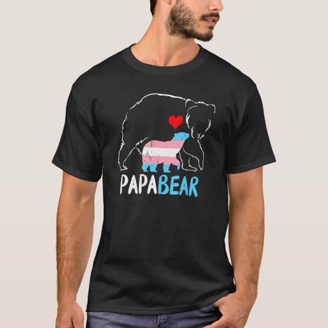 Mens Trans Papa Bear Pride Vater Ally Transgen T-Shirt (Vorderseite)