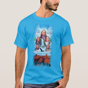 Mens Trendy Aquamarin Blue Berühmte Indianer T-Shirt