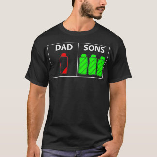 Mens Triplet Vater von Three Sons Funny Low Gift T-Shirt
