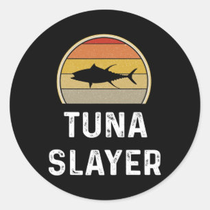 Mens Tuna Slayer Fishing Gaben Funny Fisherman Shi Runder Aufkleber