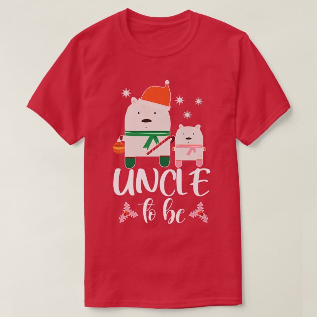 Mens Uncle To Be Polar Bear Christmas Baby Shower  T-Shirt (Design vorne)