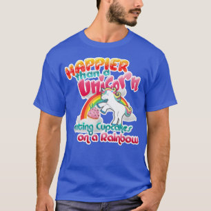 Mens Unicorn Eating Cupcakes on a Rainbow Unicorn T-Shirt