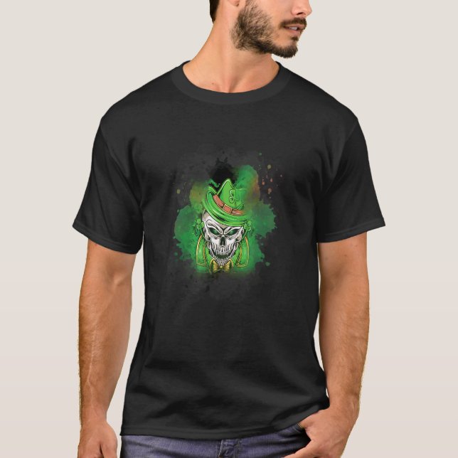 Mens Unique St Patricks Day Skull Cool Saint Patri T-Shirt (Vorderseite)