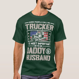 Mens US Flag Trucker Daddy oder Trucker Husband Tr T-Shirt