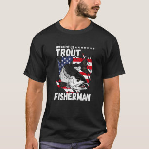 Mens Us Trout Fisherman Artwork American Foreut Fi T-Shirt