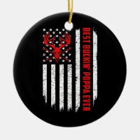Mens USA Flag Best Buckin Poppa Ever Deer Junting