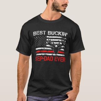Mens USA Flag Best Buckin Step-Vater Ever Deer Hun T-Shirt