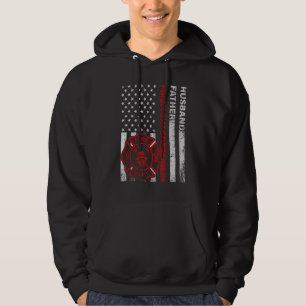 Mens Usa Flag Vintager Feuerwehrmann Vater Brandge Hoodie