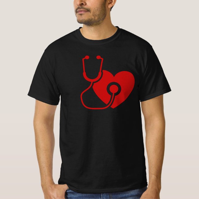 Men's Value T - Shirt mit Red Stethoscope (Vorderseite)