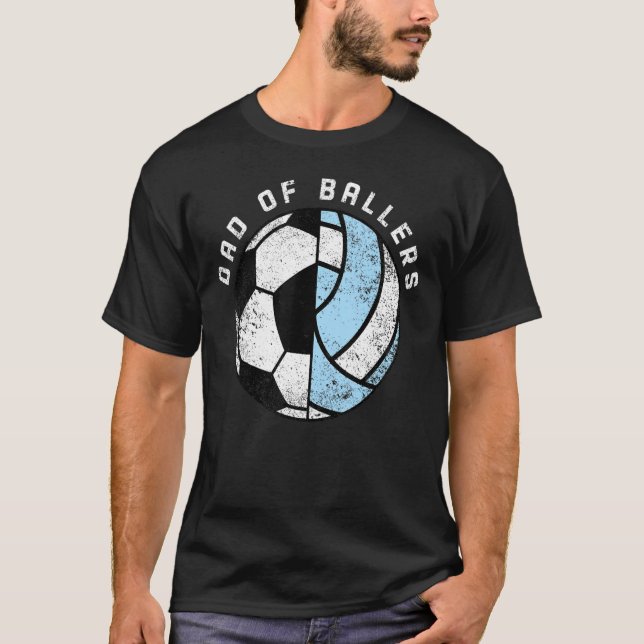 Mens Vater der Baller Fußball Volleyball Vater T-Shirt (Vorderseite)