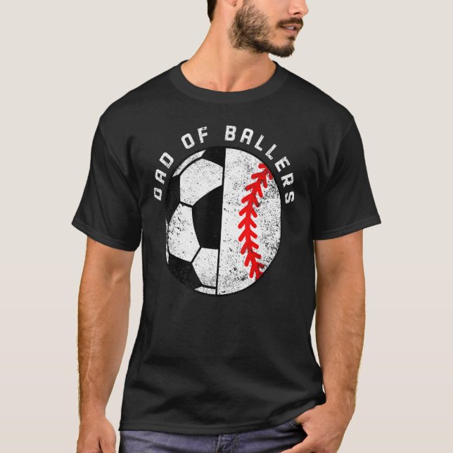 Mens Vater der Ballers Fußball Baseball Vater T-Shirt (Vorderseite)