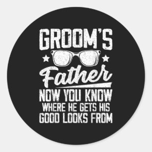 Mens Vater der Groom Hochzeitskostüme Grooms Fa. Runder Aufkleber