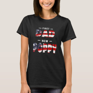 Mens Vater - Erster Vater jetzt Poppy Patriotic T-Shirt