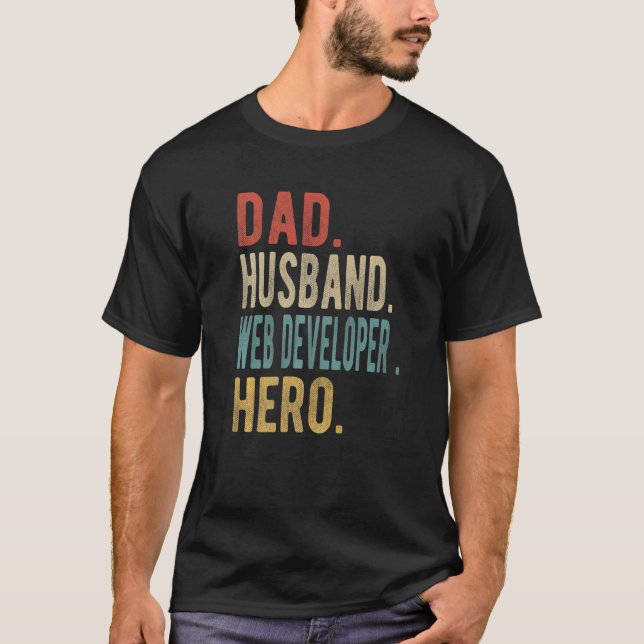 Mens Vater Husband Web Developer Hero T-Shirt (Vorderseite)