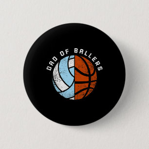 Mens Vater of Byllers Fun Bysketbyll Volleybyll Va Button