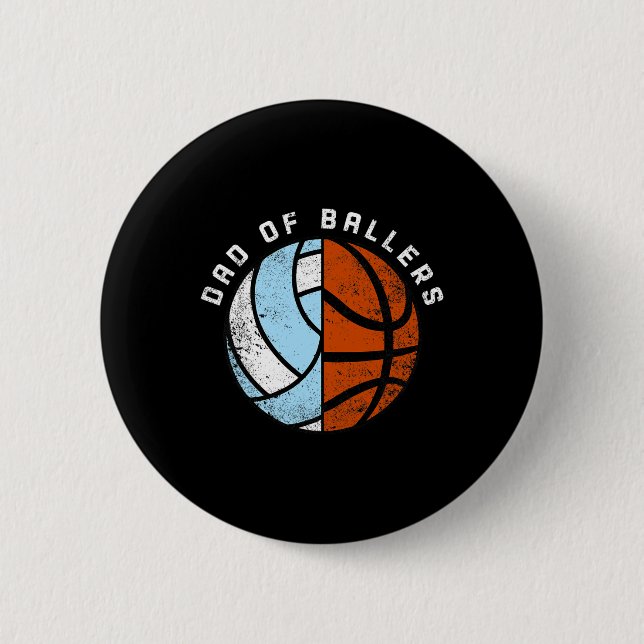 Mens Vater of Byllers Fun Bysketbyll Volleybyll Va Button (Vorderseite)