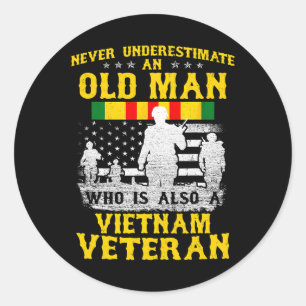 Mens Vater Opa Vietnam Veteran Vintages Shirt Männ Runder Aufkleber