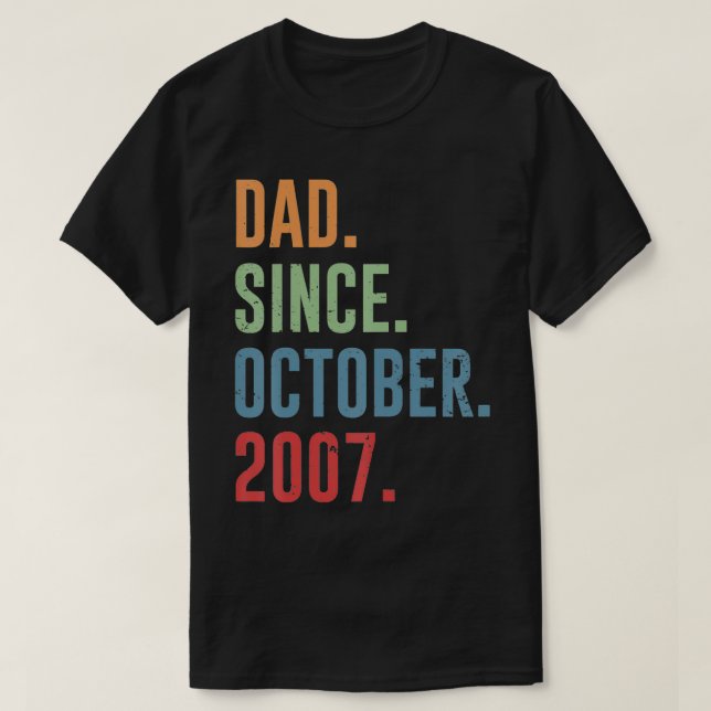 Mens Vater Seit Oktober 2007 T-Shirt (Design vorne)