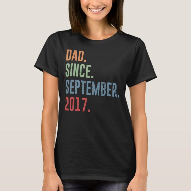 Mens Vater Seit September 2017 T-Shirt (Vorderseite)