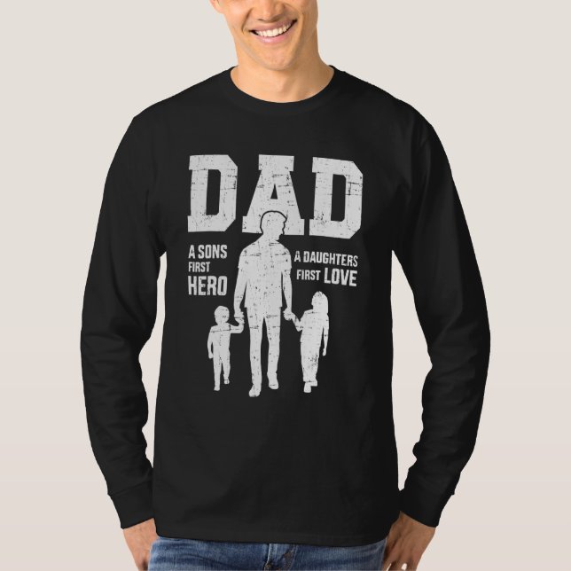 Mens Vater Sons Erste Heldentochter-Liebe für Vate T-Shirt (Vorderseite)