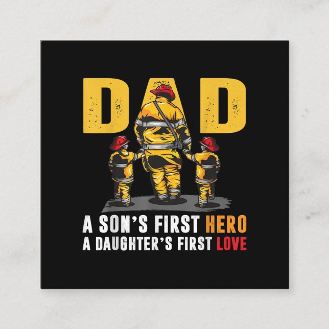 Mens Vater Sons First Hero Daughters Erste Liebe F Quadratische Visitenkarte (Vorderseite)